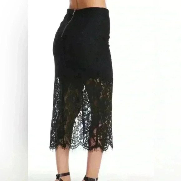NWT Chaser Black Lace Slip Midi Skirt with Slit Size Medium ~ Trending Fall 2025 - Picture 4 of 11